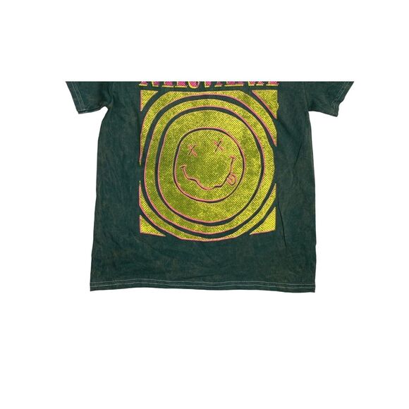 Nirvana Vintage Style Smile Back Short Sleeve Unisex T Shirt Crew Neck S Green - Picture 4 of 14